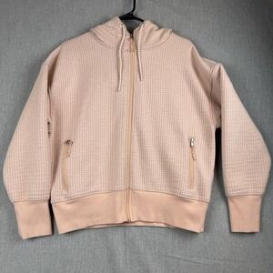 Old Navy Active Hoodie Dynamic Fleece Pinky Peach Wren Textured Full‎ Zip Up Lg